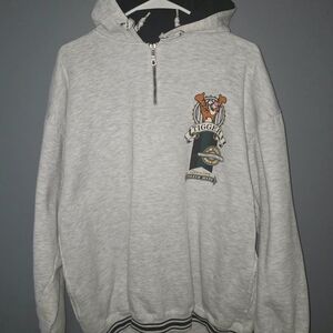 Disney Tigger Light Gray Half-Zip Hoodie Sweatshirt